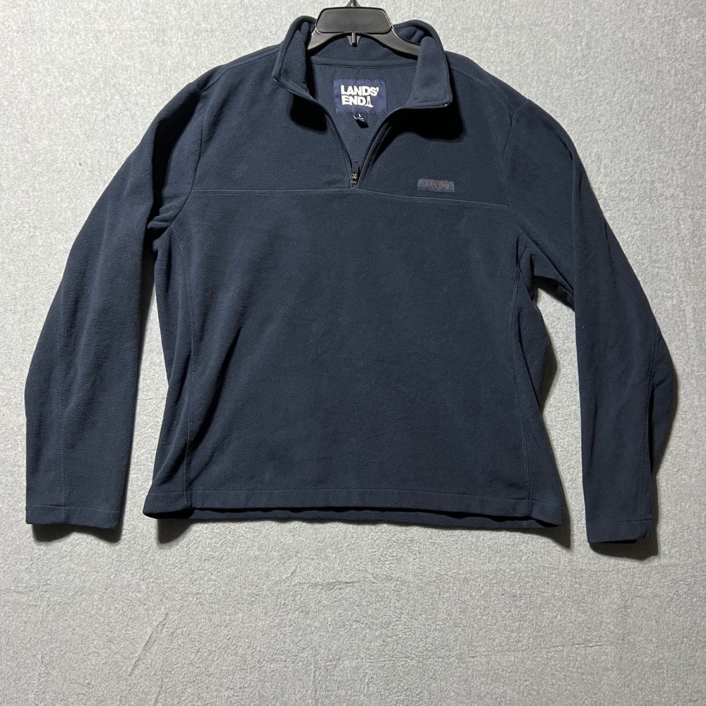 Gorpcore Mens Fleece Quarter Zip Preppy Pullover Navy Blue Size L granola boy